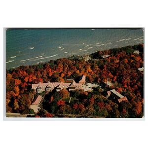 1957 Hotel Moraine On-The-Lake Highland Park IL Aerial Autumn Postcard